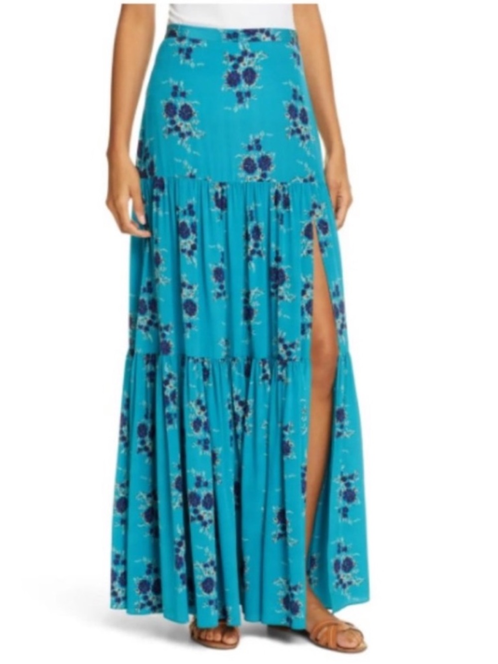Veronica Beard Serence Floral Print Silk Maxi Skirt Size 4